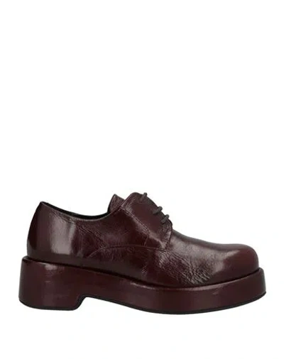 Paloma Barceló Woman Lace-up Shoes Chocolate Brown Size 7 Soft Leather