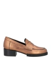 Paloma Barceló Woman Loafers Bronze Size 7 Leather In Yellow