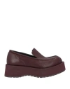 Paloma Barceló Woman Loafers Burgundy Size 9.5 Soft Leather In Red