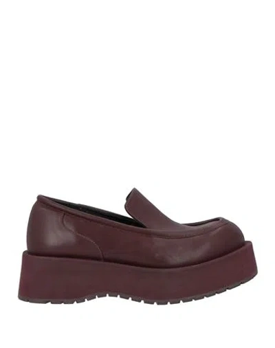 Paloma Barceló Woman Loafers Burgundy Size 9.5 Soft Leather In Red
