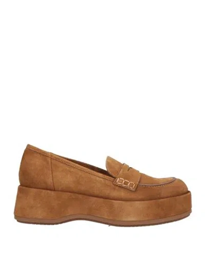 Paloma Barceló Woman Loafers Camel Size 6 Leather In Brown