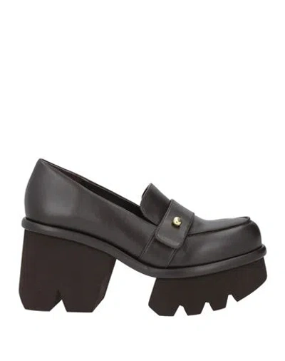 Paloma Barceló Woman Loafers Chocolate Brown Size 8 Leather In Multi