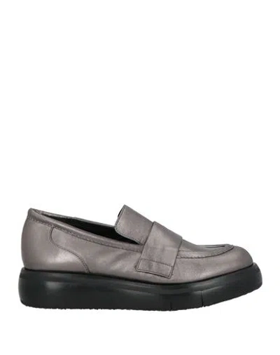 Paloma Barceló Woman Loafers Gunmetal Size 9.5 Leather