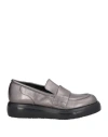 Paloma Barceló Woman Loafers Lead Size 9.5 Leather In Gray