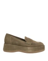 Paloma Barceló Woman Loafers Military Green Size 6 Leather