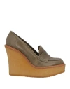 Paloma Barceló Woman Loafers Military Green Size 8 Leather