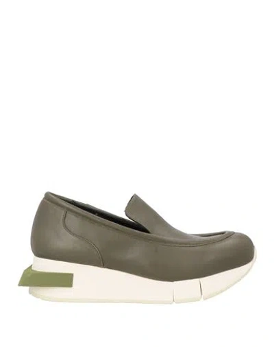 Paloma Barceló Woman Loafers Military Green Size 8 Soft Leather