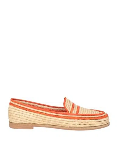 Paloma Barceló Woman Loafers Sand Size 8 Natural Raffia In Multi