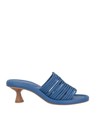 Paloma Barceló Cone-heel Leather Mules In Blue