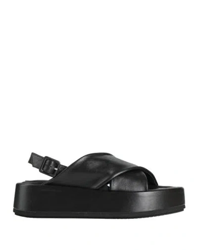 Paloma Barceló Woman Sandals Black Size 10 Leather