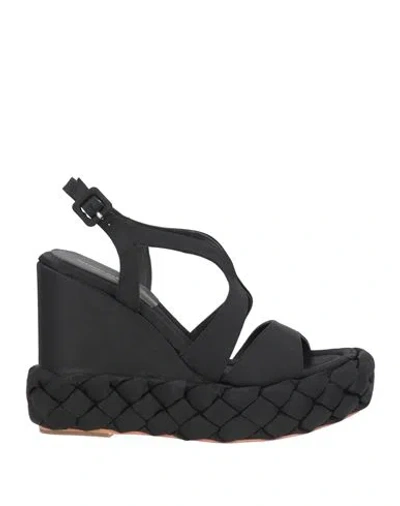 Paloma Barceló Woman Sandals Black Size 10 Textile Fibers