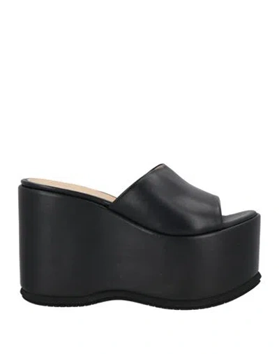 Paloma Barceló Woman Sandals Black Size 9 Leather