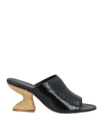 Paloma Barceló Woman Sandals Black Size 7 Leather In Multi