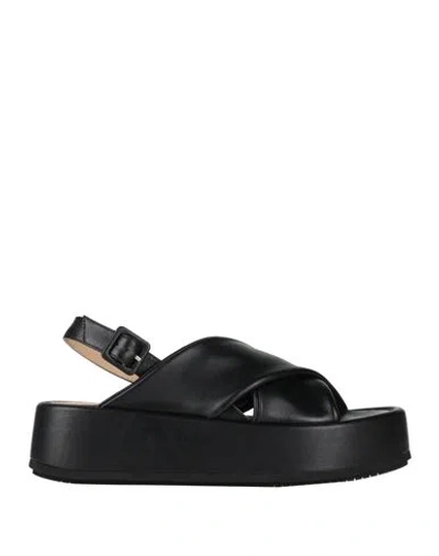PALOMA BARCELÓ PALOMA BARCELÓ WOMAN SANDALS BLACK SIZE 8 LEATHER