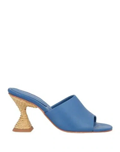 Paloma Barceló Woman Sandals Blue Size 9 Leather