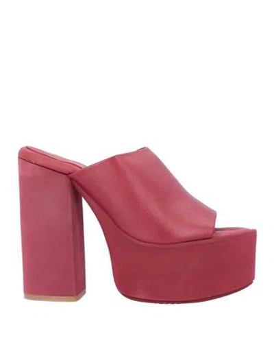 Paloma Barceló Woman Sandals Brick Size 9.5 Leather In Red