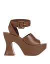 Paloma Barceló Woman Sandals Brown Size 8 Leather In Brown