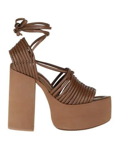 Paloma Barceló Woman Sandals Camel Size 8 Leather In Brown