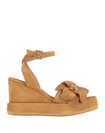 Paloma Barceló Woman Sandals Camel Size 8 Leather
