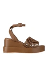 Paloma Barceló Woman Sandals Camel Size 8 Leather In Brown