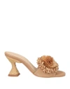 Paloma Barceló Akira Mules In Suede With Raffia Bow In Beige