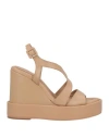 Paloma Barceló Woman Sandals Camel Size 8 Soft Leather In Beige