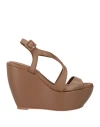 Paloma Barceló Woman Sandals Camel Size 8 Leather In Beige