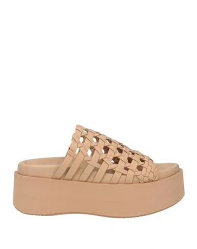 Paloma Barceló Woman Sandals Camel Size 9.5 Leather In Beige