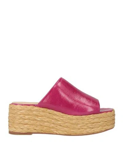 Paloma Barceló Woman Sandals Fuchsia Size 6 Leather In Pink