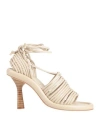 Paloma Barceló Woman Sandals Ivory Size 6 Leather In White