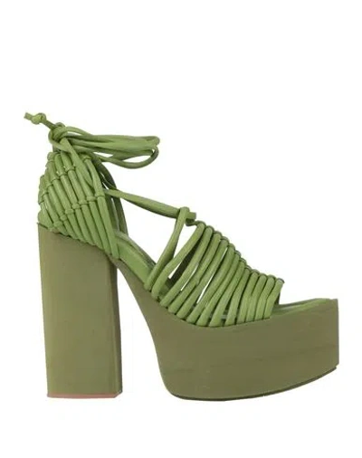 Paloma Barceló Woman Sandals Light Green Size 8 Leather