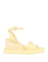 Paloma Barceló Woman Sandals Pastel Yellow Size 8 Soft Leather