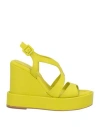 Paloma Barceló Woman Sandals Lime Green Size 6 Soft Leather In Green