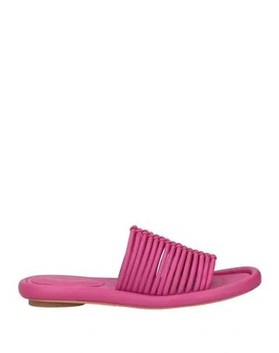 Paloma Barceló Woman Sandals Magenta Size 10 Leather In Purple