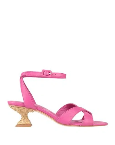 Paloma Barceló Woman Sandals Magenta Size 6 Leather In Multi