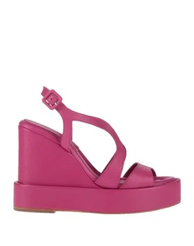 Paloma Barceló Woman Sandals Magenta Size 8 Soft Leather
