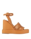 Paloma Barceló Woman Sandals Mandarin Size 6 Leather In Mandarin