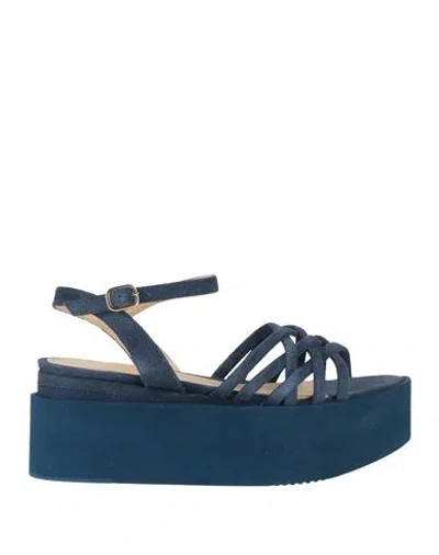 Paloma Barceló Woman Sandals Midnight Blue Size 8 Leather