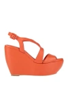Paloma Barceló Woman Sandals Orange Size 5 Leather