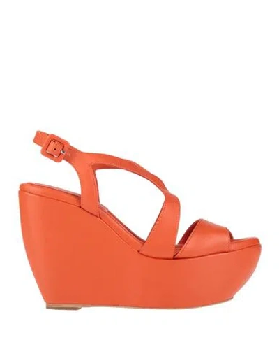 Paloma Barceló Woman Sandals Orange Size 5 Leather In Orange