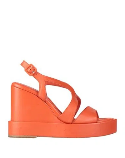 PALOMA BARCELÓ PALOMA BARCELÓ WOMAN SANDALS ORANGE SIZE 8 LEATHER