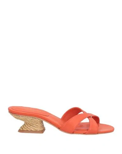 Paloma Barceló Woman Sandals Orange Size 7 Leather