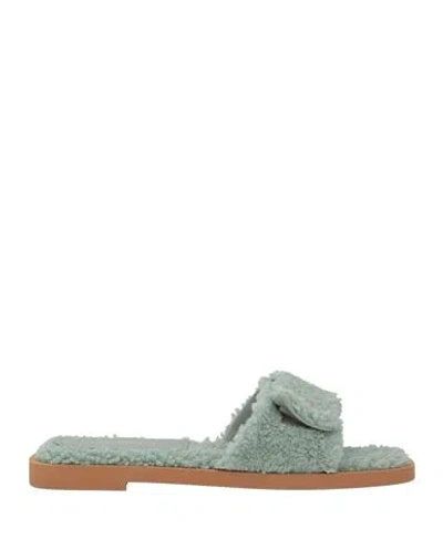Paloma Barceló Woman Sandals Sage Green Size 8 Leather