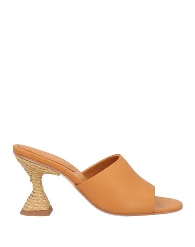 Paloma Barceló Woman Sandals Tan Size 10 Leather In Brown