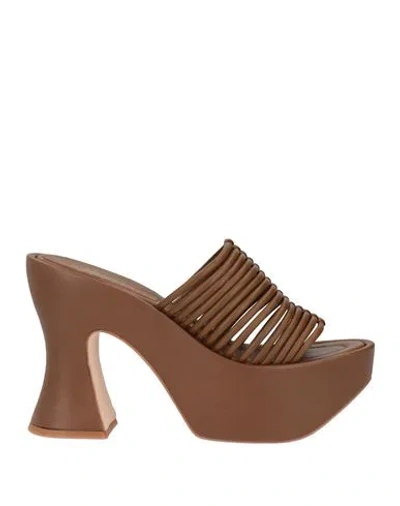 Paloma Barceló Woman Sandals Tan Size 8 Leather In Brown