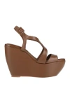 Paloma Barceló Woman Sandals Camel Size 8 Leather In Brown
