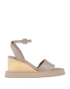Paloma Barceló Woman Sandals Taupe Size 8 Soft Leather In Grey