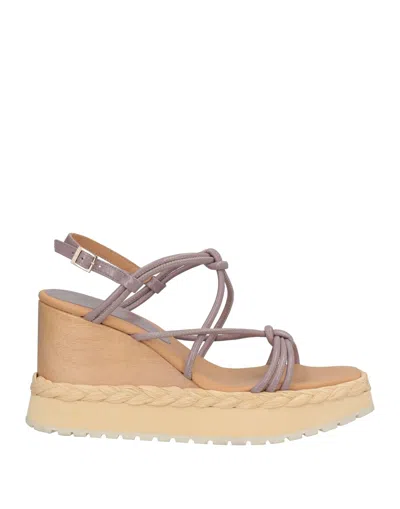 Paloma Barceló Woman Sandals Taupe Size 9.5 Leather In Grey