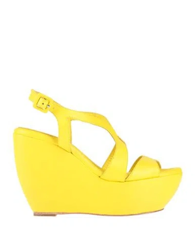 Paloma Barceló Woman Sandals Yellow Size 8 Leather
