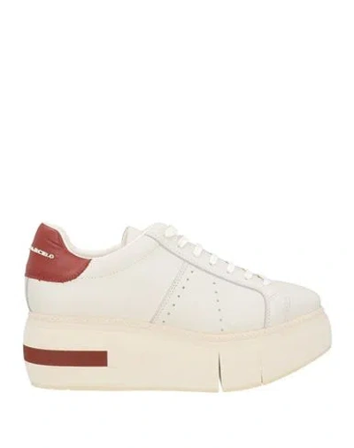 Paloma Barceló Woman Sneakers Cream Size 10 Leather In Multi